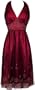 Beaded Mesh Satin Holiday Gown Party Cocktail Prom Halter Dress, Large, Red