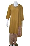 Brownish Gold Indian Printed Crepe Salwar Kurta for Women Size 38