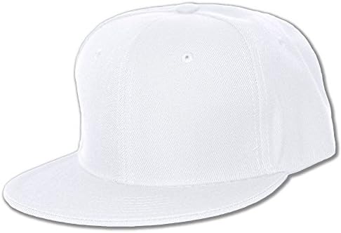 Plain Fitted Flat Bill Hat - White