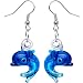 Handmade Blue Glass Dolphin Earrings