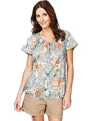 Indigo Collection Pure Cotton Floral Gypsy Top
