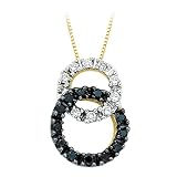 14K Yellow Gold 1/5 ct. Black and White Diamond Interlock Pendant with Chain
