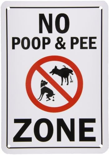 SmartSign Aluminum Sign, Legend "No Poop & Pee Zone" with Graphic, 10" high x 7" wide, Black/Red on White