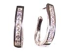 Small (3/4") Horseshoe Style Hoop Earrings Rhodium Plated With Cubic Zirconia