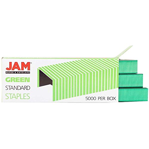 JAM Paper Standard Size Colorful Staples - Green - Box of 5000