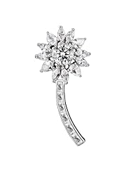 Cubic Zirconia and Sterling Silver Flower Pin