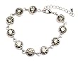 Bracelet - Round CZ Crystal Link - Black Diamond (Gray/Grey) (FB207)