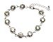 Bracelet - Round CZ Crystal Link - Black Diamond (Gray/Grey) (FB207)