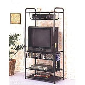 Black Metal Entertainment Center with CD Rack by AtHomeMart