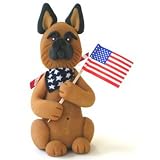 German Shepherd Dog (Tan and Black) Patriotic Pup Figurine