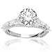 Contemporary Diamond Engagement Ring With Pave Set Round And Pear Shape Diamonds with a 1.6 Carat J SI3 Certified Center Stone and 1 Carats of Side Diamonds (2.6 Cttw)