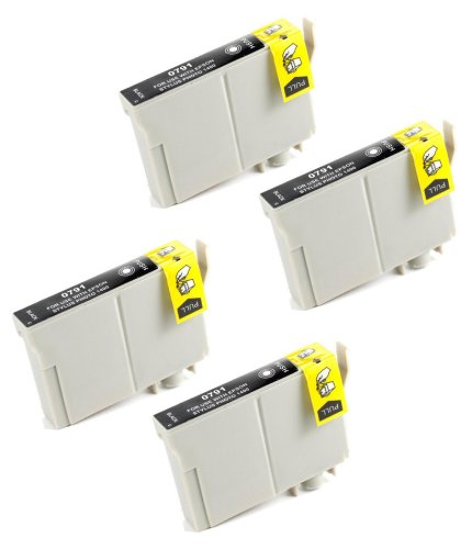 4 Pack Remanufactured Black Inkjet Cartridges for Epson T079 #79 T079120 Compatible With Epson Artisan 1430, Stylus Photo 1400 (4 Black) 4PK by Aria Supplies ®