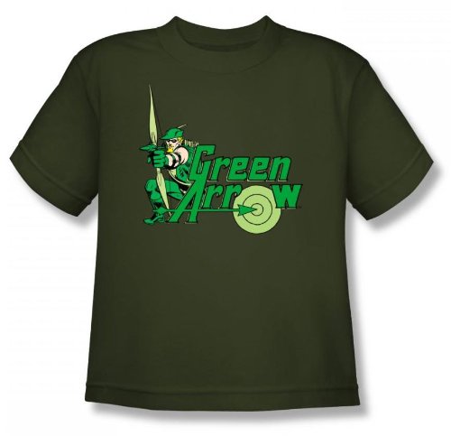  Green Arrow Youth S/S T-shirt in Military Green by DC Comics