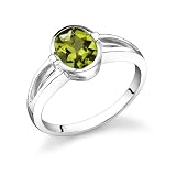 1.25 Carats Oval Shape Genuine Peridot Sterling Silver Ring