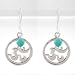 Round Om (Aum) and Turquoise Gemstone Bead Dangle Earrings in Sterling Silver, #8638