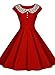 Miusol Women's Classy Vintage Audrey Hepburn Style 1940's Rockabilly Evening Dress,Red,XX-Large
