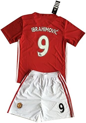 Ibrahimovic #9 Manchester United 2016-2017 Kids/Youths Home Soccer Jersey &amp; Shorts (Age 11-13 years)