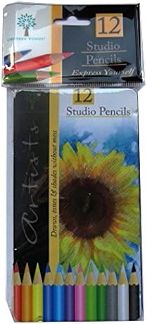 12 Artists Studio Colouring Pencils - in a Metal Tin