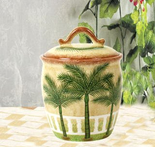 Florida Palm Tree Tropical Cookie Jar Canister Kitchen Home Decor Palms Palmtree Tree