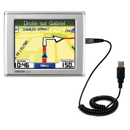 Coiled USB Cable for the Garmin Nuvi 300 300T with Power Hot Sync and Charge capabilities - uses Gomadic TipExchange Technology