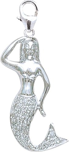 14k Gold Diamond Mermaid Charm (1/10 cttw)