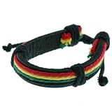 Rasta Style Genuine Leather Friendship Bracelet - Adjustable Length