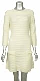 Sutton Studio Ivory Wool Crochet Knit Sweater Dress Petite