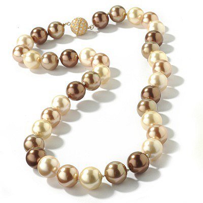 Sterling Silver / Plated 24 Simulated Pearl & Cubic Zirconia Necklace