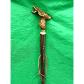 Stags Head Hiking Pole/Stick with Metal Ferrule & Wrist-Loop.