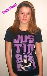 JUSTIN BIEBER KIDS SHIRTS - JUSTIN BIEBER KIDS SIZED GLOW T-SHIRTS - FOR LITTLE GIRLS