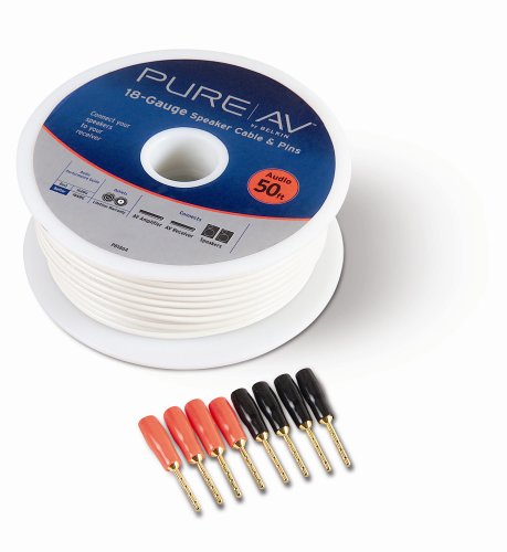 Childrens Toyshop  Electronics : Belkin Blue Series PureAV 18 AWG Speaker Wire with Pins 15m, White