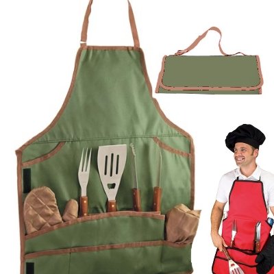 Picnic Time Bbq Apron Tote Pine w Brown Trim - Picnic Time 63688120