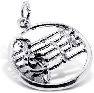 Sterling Silver 925 Authentic Encircled Music Sheet and Notes Charm