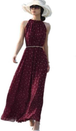 Womens Polka Dots Wave Point Maxi Long Casual Summer Beach Party Chiffon Dress