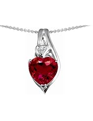 Original Star K (tm) Large 10mm Heart Shape Created Ruby Heart Pendant in .925 Sterling Silver