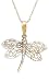 10k Two-Tone Gold Dragonfly Pendant (.005 cttw, J Color, I2 Clarity), 18 w/ Diamond Accent