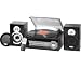 Clatronic MC 1033 Kompaktanlage (CD-/MP3-Player, UKW/MW-Tuner, Wurfantenne, Plattenspieler, MMC-/SD-Kartenslot, 2 Holzlautsprecher, Line Out-Anschluss, USB 2.0) schwarz