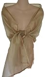 Sheer Antique Gold Organza Evening Wrap Shawl for Prom Wedding Bride