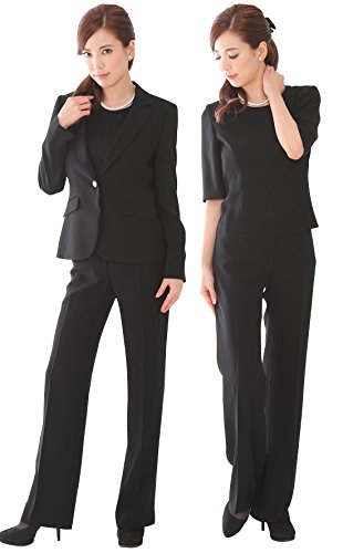 レディース 喪服 ブラックフォーマル 3点セット パンツ スーツ 142956487bps