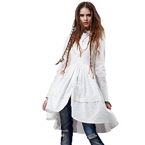 (アートカー)Artka オリジナルデザイン レディーズロング丈刺繍飾りコットンシャツ SA14152C