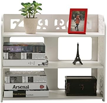 Dline - White Wood&amp;Plastic Bookcase Bookshelf Storage Shelf, 3 Tiers XY3CXJA