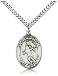 St. Christopher Track and Field Medal, Sterling Silver, Large, Quarter Size