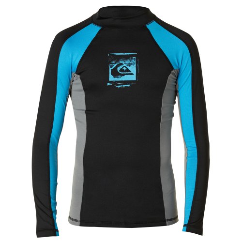 Quiksilver Emulsion Long Sleeve Rashguard Black Cyan Smoke 6 -Kids