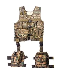 Sports: Ultimate Arms Gear Tactical Assault Scenario Marpat Woodland Digital Camo Camouflage MOLLE 10 Piece Ambidextrous Complete Kit Set Deluxe Modular Web Vest w/ Hydration Bladder Pocket + 2 Open-Top Double Mag Ammo Pouches + Pistol Mags + Cell Phone Radio Pouch + Adjustable Duty Belt + Medical Utility Pouch + Dropleg Pistol Ambi Holster + Multi Purpose Dump Drop Leg Platform Rig - Ultimate Arms Gear