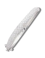 .925 Sterling Silver Rhodium Plated Pave CZ Bangle