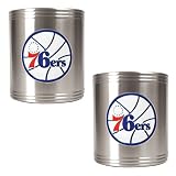 NBA Philadelphia 76ers Two Piece Stainless Steel Can Holder Set - Primary Logo