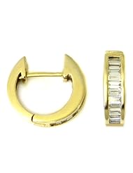 14K Gold Channel Set Diamond Huggie Hoop Earrings