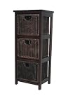BROWN WOOD & RATTAN 3 DRAWER STORAGE UNIT PR05