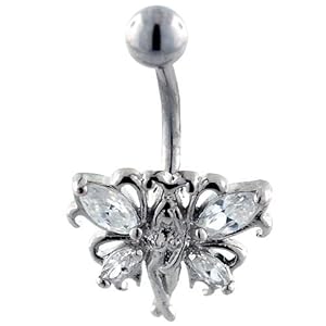 Pugster Mothers Day Gifts Belly Button Rings Clear Cz Angel Belly Navel Ring Body Jewelry