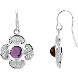 14K White Gold Amethyst Ornate Cross Earrings